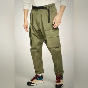 ACG woven cargo pants with belt in olive green